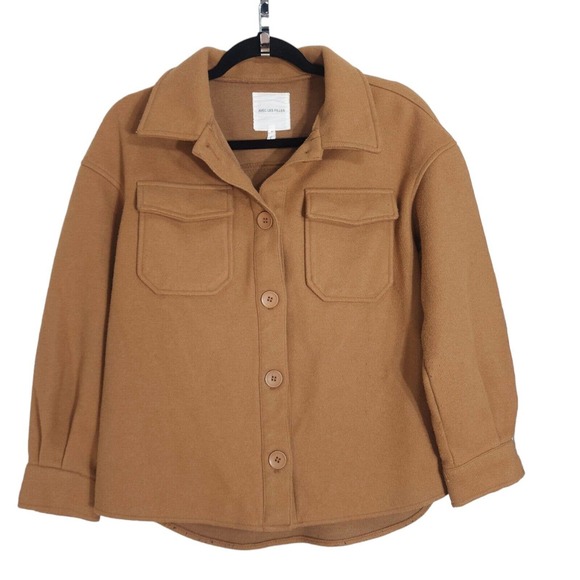 Avec Les Filles Womens Shacket Camel Brown Tan Relaxed Cozy Knit Shirt Jacket S - Picture 3 of 13
